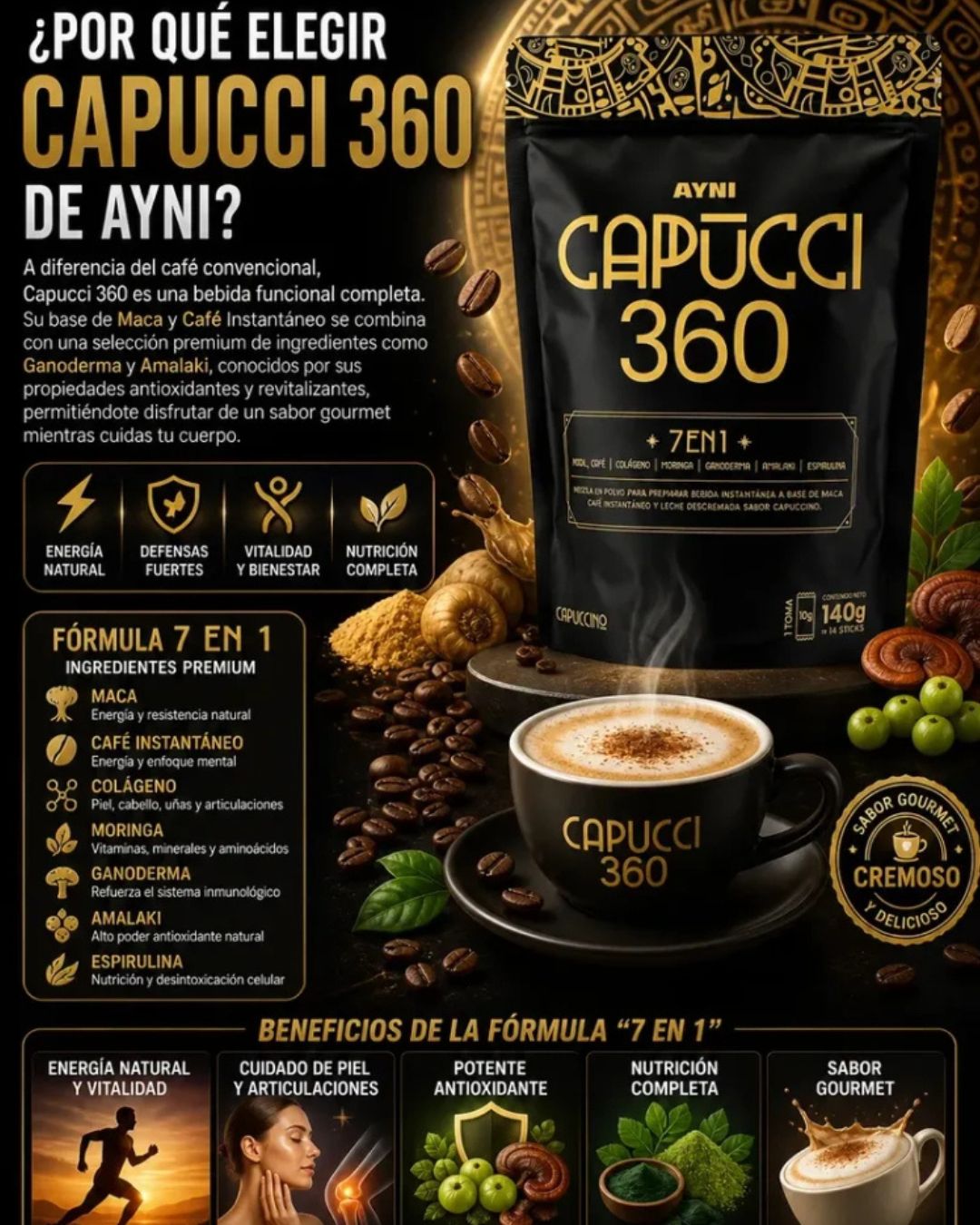 CAPUCCINO CAPUCCI 360 AYNI 7 EN 1 ENERGÍA - ENFOQUE 140GR